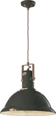 Produktbild von Pendelleuchte Metall Keramik E27 Ø 40 cm rund H: max. 156 cm Schwarz Shabby Antik Vintage Design Keramiklampe