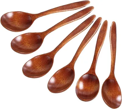 Produktbild von Handgemachte Holzlöffel Set für Tee, Kaffee, Honig, Zucker, Gewürze - 6 Stück.
