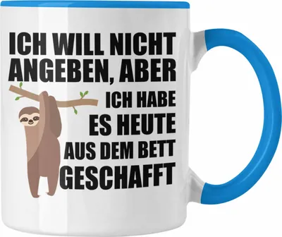 Produktbild von Trendation - - Lustige Faultier Tasse Ich Will Nicht Angeben Geschenk Kollegin Kollege Büro Arbeit Bürotasse Geschenkidee Arbeitskollegin (Blau)