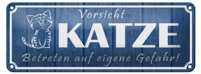 Produktbild von Blechschild Spruch 27x10cm Vorsicht Katze eigene Gefahr Dekoration