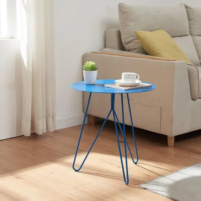 Produktbild von Beistelltisch 'Nopimi' Metall rund 45 x Ø43 cm Blau, matt