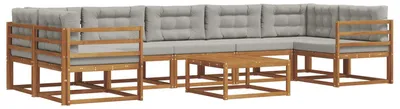 Produktbild von vidaXL Outdoor-Sofagarnitur mit Kissen 8 pcs Natürlich und Hellgrau