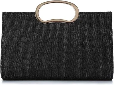 Productafbeelding van Gevlochten clutch-tas voor dames met handvat, ideale zomeravondtas voor strand en vakantie, trendy en stijlvol accessoire