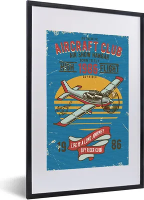 Produktbild von MuchoWow® MuchoWow® Gerahmtes Poster Mancave - Flugzeug - Vintage - Zitate 40x60 cm - Poster mit zchwarzem Bilderrahmen - Poster in Rahmen