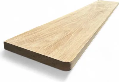 Zdjęcie produktu dla Parapet z litego dębu 170x35x2,5cm z zaokrąglonymi narożnikami, stopień dębowy, próg z litego dębu, dębowy stopień schodowy, podłoga dębowa