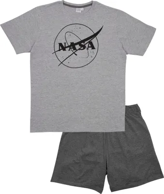 Produktbild von NASA Schlafanzug für Männer - Pyjama Set Kurzarm Oberteil mit Hose Grau L