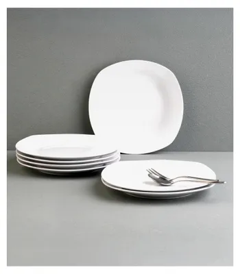 Produktbild von Dessertteller Set - Eckig - 19,5 x 19,5 cm - Porzellan - Weiß - Spülmaschinengeeignet
