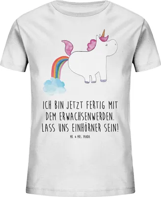 Produktbild von Mr. & Mrs. Panda Kleinkinder T-Shirt Einhorn Pupsen 7-8 Jahre (122/128) - Weiß - Geschenk, Kindershirt, Teenager, Spaß, Pups, Kinder, Kleinkind, Unicorn, Regenbogen
