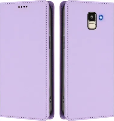 Image de Étui en cuir pour Samsung Galaxy J6 2018, étui à rabat magnétique en cuirPolyuréthaneavec support, violet clair