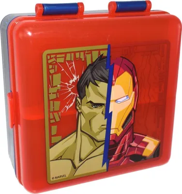 Produktbild von Marvel Avengers Brotdose in Rot mit 2 klappbaren Fächern Iron-Man