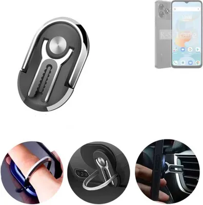 Produktbild von K-S-Trade 3in1 Smartphone-Ring Handy-Ring kompatibel mit UMIDIGI G5A Fingerhalterung  Handyring Tischständer Lüftungsgitter-Halterung Tisch Ständer