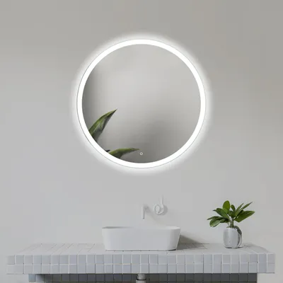 Image de Miroir de salle de bain rond LED 50 cm - Miroir éclairé avec interrupteur tactile
