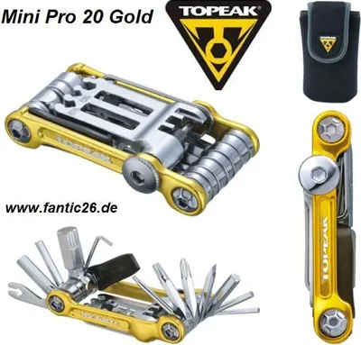 Produktbild von Topeak Mini 20 Pro Multitool, 23 Funktionen, Fahrrad Reparatur Werkzeug, gold