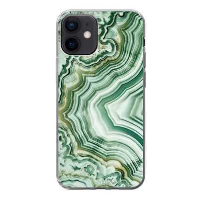 Produktbild von MuchoWow® Handyhülle Schutzhülle Hülle für iPhone 12 Natursteine - Grün - Gesteine und Mineralien Silikon Softcase Handy Hülle - Schutzhülle