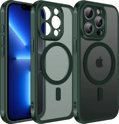 Immagine prodotto di Custodia magnetica per iPhone 13 Pro Custodia protettiva Magsafe Telaio in TPU antiurto forte anello magnetico, verde