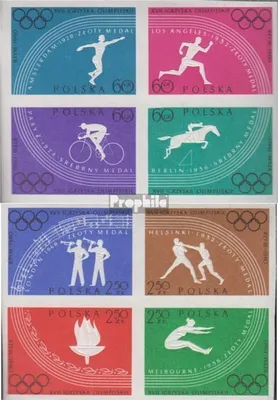 Produktbild von Briefmarken Polen 1960 Mi 1166B-1173B Viererblocks (kompl.Ausg.) gestempelt Olympische Sommerspiele 1960