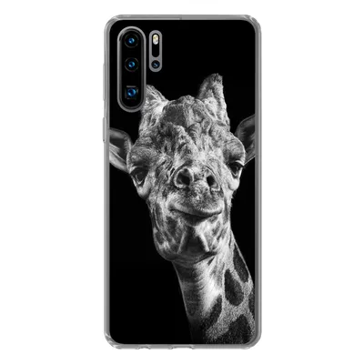 Produktbild von MuchoWow® Handyhülle Schutzhülle Hülle für Huawei P30 Pro Giraffe - Tier - Schwarz - Weiß Silikon Softcase Handy Hülle - Schutzdeckel