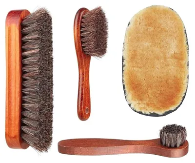 Produktbild von Omgoods – Set mit 4 Hochglanz-Polierbürsten mit natürlichen Pferdehaaren