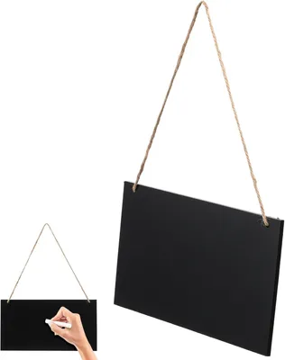 Imagen del producto de Pizarra de MDF negra, de 2600 x 1400 x 0,5 cm, para colgar con cordón, ideal para anuncios