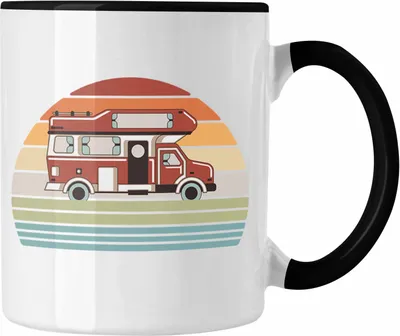 Produktbild von Trendation - Wohnwagen Camper Tasse Geschenke Wohnmobil für Männer Campingwagen Geschenkidee Zubehör Camping Opa Oma Rentner Lustig Grafik (Schwarz)
