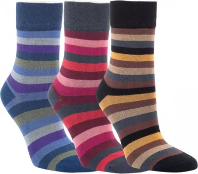 Produktbild von 6 Paar Bambus Viskose Socken Ringel Softrand ohne Gummi für Damen Gr. 35/38
