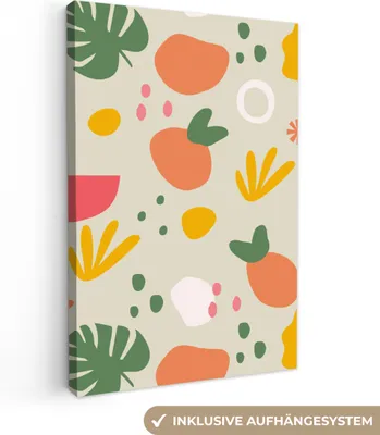 Produktbild von OneMillionCanvasses® - Leinwandbilder - 90x140 cm, Obst - Monstera - Gestaltung, Wandbilder Kunstdruck Wanddekoration - Wandschmucke - Schlafzimmer