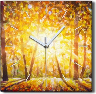 Produktbild von Coloray Hodiny Unikátní 30x30 cm  Tiché hodiny Pro obývací pokoj a kuchyň Nástěnné hodiny Plátno Černé ručičky hodin - Podzimní příroda
