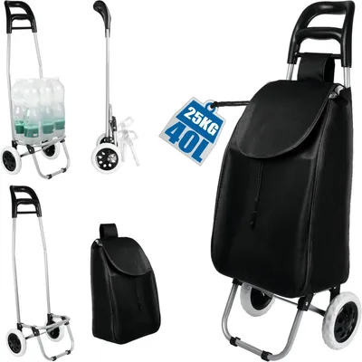 Produktbild von 2IN1 Einkaufstrolley auch als Sackkarre nutzbar klappbar 40L Tasche bis 25kg Einkaufswagen mit großen Reifen