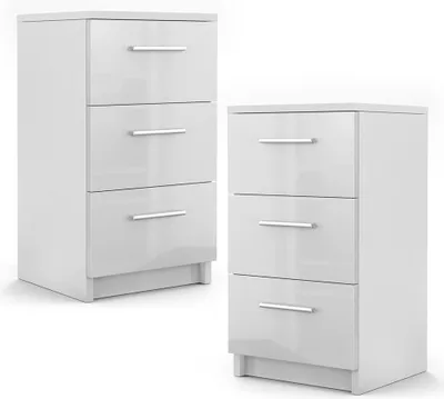 Produktbild von Vicco Nachttisch , 38 x 66 cm 2er Set, Weiß Hochglanz