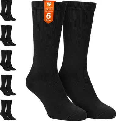 Produktbild von ISOSocken 2,3 TOG Thermosocken 6er Paar – extra warme, flauschige Wintersocken Herren Damen, Farbe:Schwarz, Größe:39-42