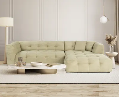 Produktbild von Hanah Home, Cady Corner Right - Green, Ecksofa, BUCHENHOLZ / SPANPLATTEN, Grün, 300x150 x 100 x 72 cm
