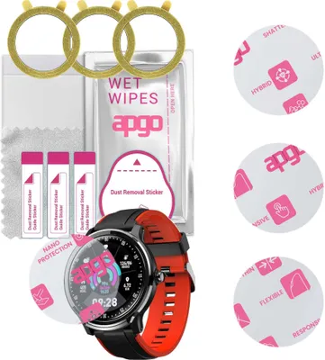 Produktbild von apgo 3 Stück Schutzglas, klar, kompatibel mit Manta SWT05BP Smartwatch, Hybrid 8H, Ersatz für Hartglas, Displayschutzglas, Bildschirmschutz, Displayschutz, kratzfest