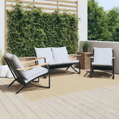 Obrázok produktu pre Maison Exclusive – 3-dielna sada balkónového nábytku s vankúšmi, čierna oceľ
