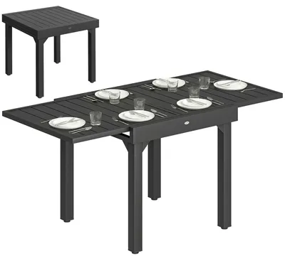 Obrázek produktu pro Rozkládací venkovní stůl - obdélníkový jídelní stůl pro venkovní použití - hliník - 80–160 x 80 cm - pro 4–6 osob - černý