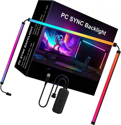 Productafbeelding van RGB-omgevingslichtbalk met LED-verlichting, muziekritme, dynamische lichtsynchronisatie, softwaregestuurde kleur, dynamische modus, muziekmodus, lichtstrip