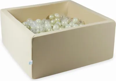 Produktbild von Trockenbecken 90x90x40 beige mit 400 Bällen: transparent, hellgold, opaleszierend