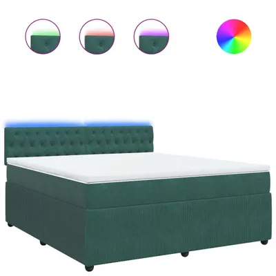 Produktbild von Boxspringbett mit Matratze Dunkelgrün 180x200 cm Samt