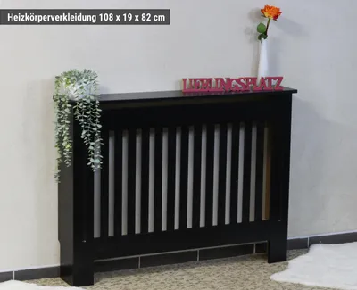 Produktbild von Heizungsverkleidung Heizkörperabdeckung Abdeckung Cover Schrank Holz MDF schwaz Landhaus 112x82 cm