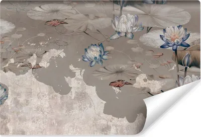 Produktbild von Muralo Vlies Fototapete BLUMEN Seerosen Blätter Beton Pflanzen Abstraktion Br. 254cm x Hö. 184cm