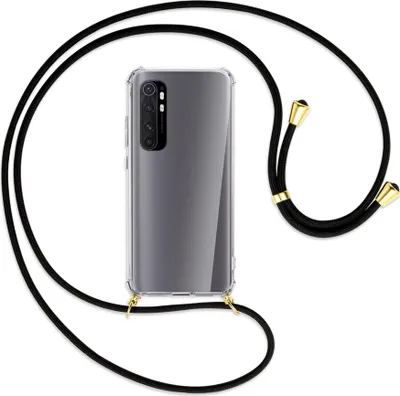 Produktbild von Handykette Backcover-Schutzhülle mit Band (Metall goldfarben) für Xiaomi Mi Note 10 Lite - schwarz