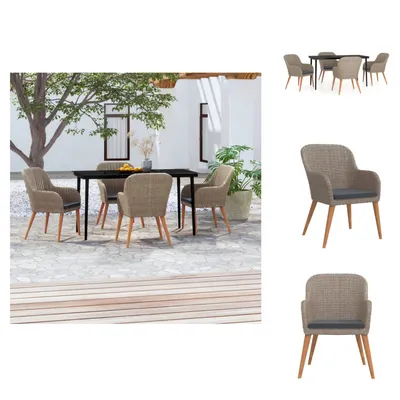 Produktbild von vidaXL 5-tlg. Garten-Essgruppe mit Kissen Braun -  Gartenmöbel-Sets