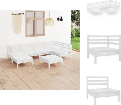 Produktbild von vidaXL 7-tlg. Garten-Lounge-Set Massivholz Kiefer Weiß -  Gartenmöbel-Sets