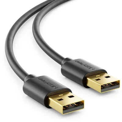 Produktbild von deleyCON 0,5m USB 2.0 A-Stecker auf A-Stecker Kabel - Schwarz