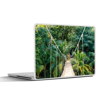 Produktbild von MuchoWow® Laptop Aufkleber Sticker Cover Dschungel - Palme - Brücke - Natur - Pflanzen 31x22.5 cm - Laptop-Deko