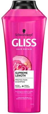 Obrázek produktu pro Schwarzkopf Gliss Supreme Length, Szampon do włosów długich i podatnych na zniszczenia, 400 ml