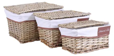 Produktbild von Korb aus Weidengeflecht mit Naturfaserfutter, 38x29x22 cm