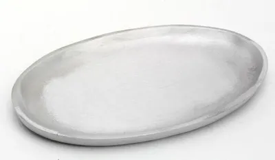 Produktbild von Kerzenteller oval 20 x 11 cm Aluminium Silber matt für Ovalkerzen, Ellipsen, Hochzeitskerzen, Taufkerzen