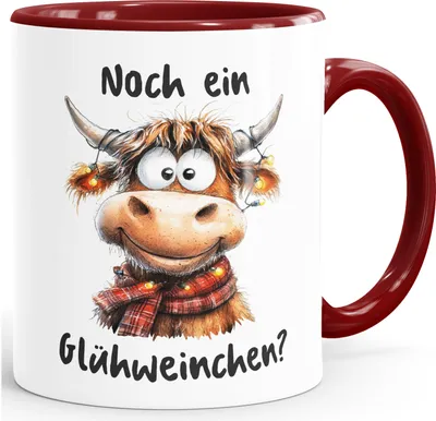 Produktbild von Weihnachtstasse mit Kuh Motiv Spruch Keramikbecher für Glühweinliebhaber XMAS Geschenk für Familie Freunde Kollegen MoonWorks®