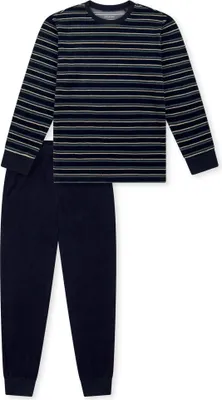 Produktbild von SCHIESSER Jungen Schlafanzug, lang - Teens, Frottee, gestreift Dunkelblau 140