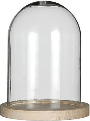 Produktbild von Deko Glas Glocke auf Holzsockel, 16,5 cm